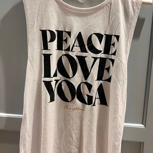 Eden Ashram Peace Love Yoga Tank Top - White